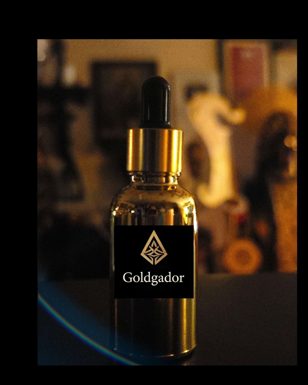 Goldgador — the apothecary piece, photographed in the lineage's altar room